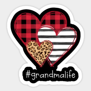 Grandmalife Shirt Striped Leopard Buffalo Plaid Printed Splicing Heart Valentine's Day Shirt Sticker